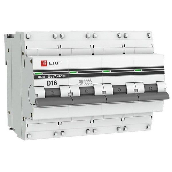 Выключатель автоматический EKF PROxima mcb47100-4-16D-pro 4Р 230В 16А
