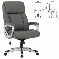 Кресло офисное Brabix Premium Level Ex-527, пружинный блок, рециклированная кожа, серое, 531937