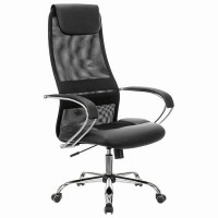 Кресло офисное Brabix Premium Stalker Ex-608 Ch, хром, ткань-сетка/кожзам, черное, 532091