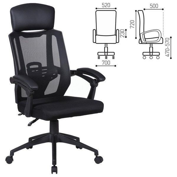 Кресло офисное Brabix Nexus Er-401, с подголовником, черное, 531835