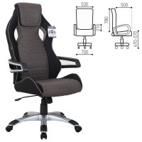Кресло компьютерное Brabix Techno Gm-002, ткань, черное/серое, вставки белые, 531815