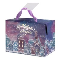 Пакет-коробка подарочный «Зимний город» 15x11 см