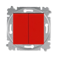 Выключатель встраиваемый ABB Levit 2 клавиши, цвет красный/дымчатый черный