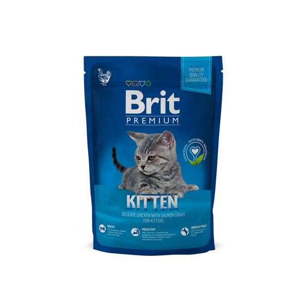 Сухой корм для котят BRIT Premium Cat Kitten Курицей в лососевом соусе 800 г, 1 шт.
