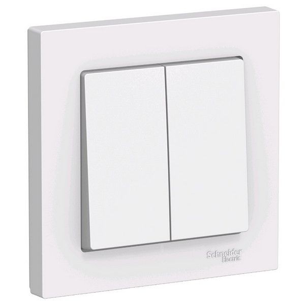 Выключатель двухклавишный Schneider Electric ATLAS DESIGN, 10А, в сборе, 250В, IP20, белый.