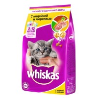 Сухой корм WHISKAS для котят «Подушечки с молочной начинкой, индейкой и морковью», 1,9кг
