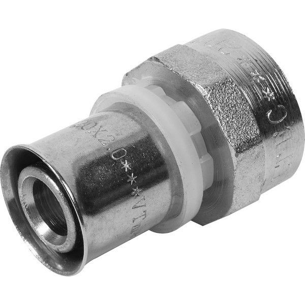 Соединитель пресс Valtec, внутренняя резьба, 20х3/4 "34; мм, никелированная латунь VTm.202.N.002005
