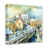Картина Симфония Зимний город 1-032, 40х40 см
