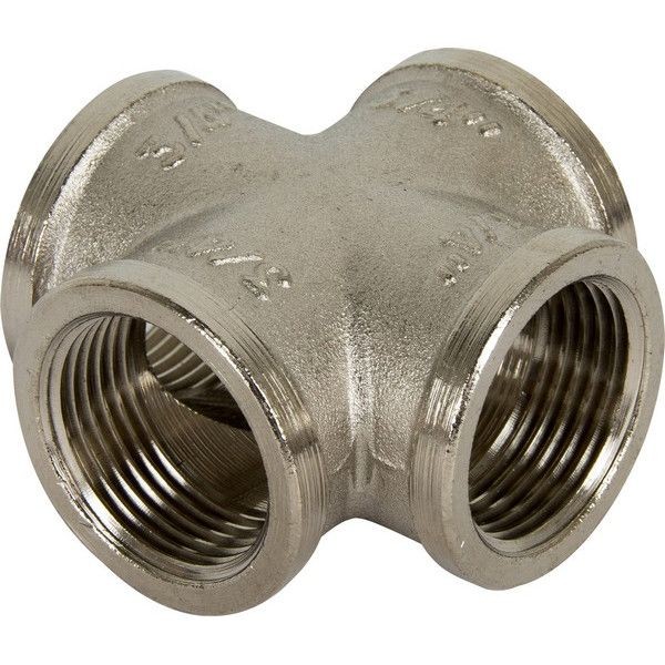 Крестовина Valtec, внутренняя резьба, 3/4 "34;, никелированная латунь VTr.760.N.0005