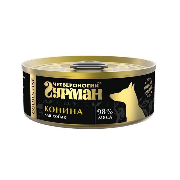 Консервы для собак ЧЕТВЕРНОГИЙ ГУРМАН Голден Конина натуральная в желе 100 г