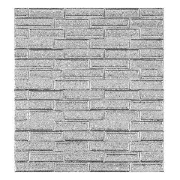 Мягкая самоклеящаяся 3D панель для стен и потолка LAKO DECOR LKD-06-07-04 Скошенный кирпич Cеребристо-серый 70x77