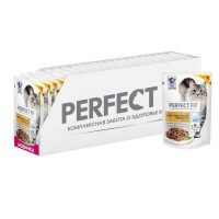 Влажный корм для кошек Perfect Fit лосось, 24 шт по 85г