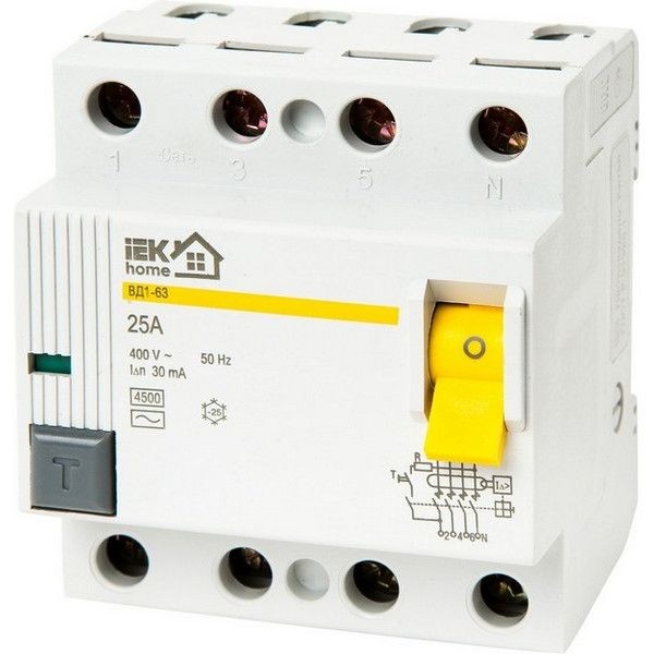 УЗО ВД1-63 IEK Home 4 полюса 25 А