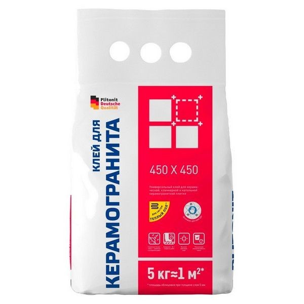 Клей для керамогранита Plitonit 45х45 см 5 кг
