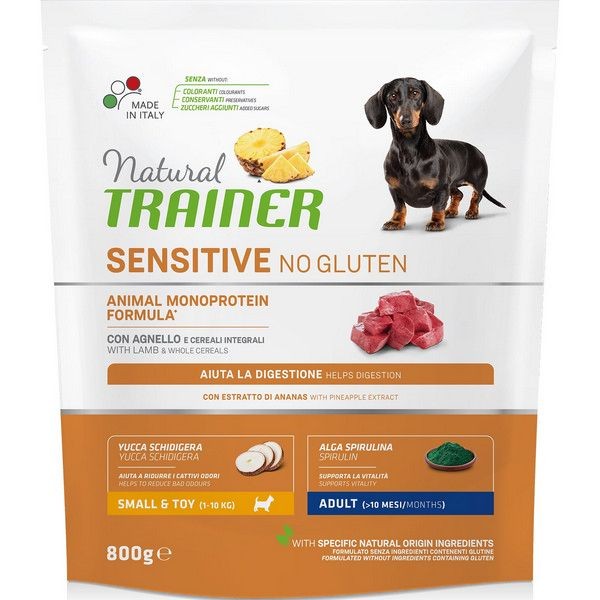 Сухой корм для взрослых собак мелких пород TRAINER Natural Sensitive без глютена Ягненок 800 г