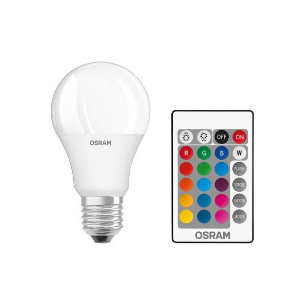 Лампа светодиодная Osram E27 220-240 В 9 Вт груша матовая 806 лм, регулируемый цвет света RGBW, для диммера, с пультом ДУ