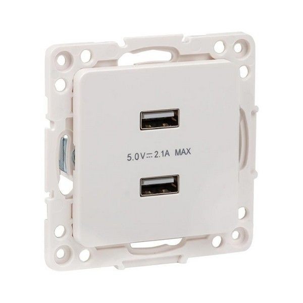 Розетка EKF Стокгольм USB 2-местной 2,1А белый PROxima
