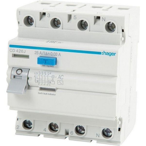 УЗО Hager 4 полюса 25 A