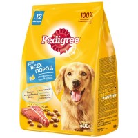 Сухой полнорационный корм PEDIGREE для взрослых собак всех пород, с говядиной, 600г