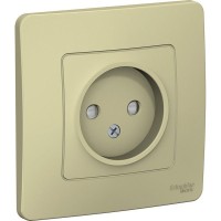 Розетка встраиваемая Schneider Electric Blanca без заземления со шторками, цвет бежевый