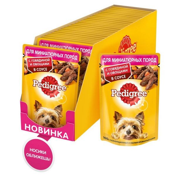 Влажный корм для собак Pedigree говядина с овощами, 24 шт по 85г