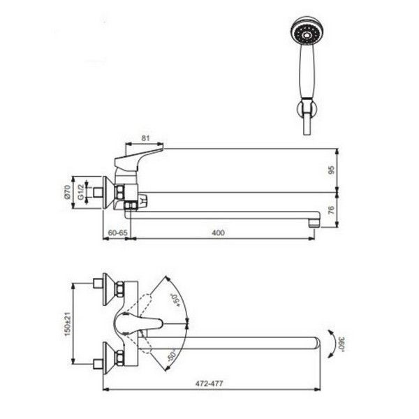 Смеситель для ванны Vidima VIDIMA NEXT BA403AA VIDIMA NEXT BA403AA