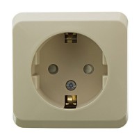 Розетка накладная Schneider Electric Этюд с заземлением, со шторками, цвет кремовый