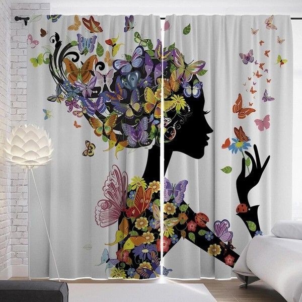 Комплект штор JoyArty Цветочная девушка в бабочках p_11017, 290х265 см