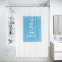 Штора для ванны Bacchetta Keep Calm с кольцами 180x200 см полиэстер , цвет мультиколор