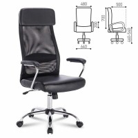 Кресло офисное Brabix Flight Ex-540, хром, экокожа, сетка, черное, 531850
