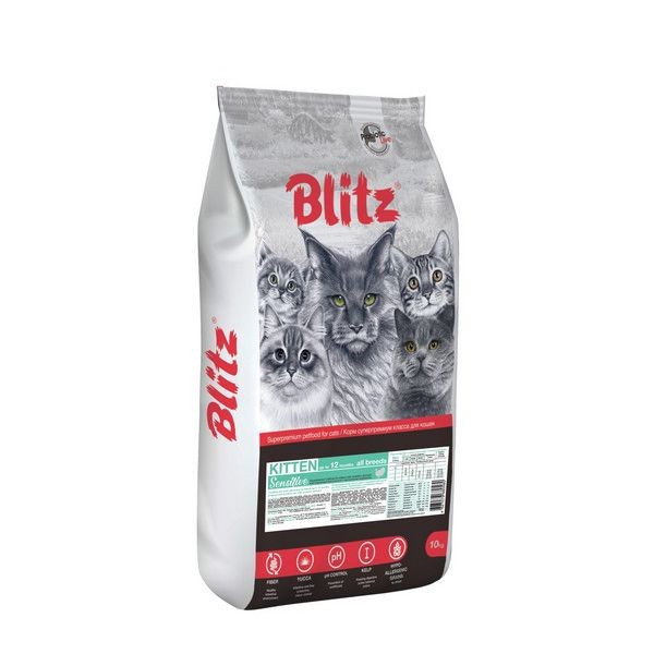 Сухой корм для котят, беременных и кормящих кошек BLITZ 10 кг