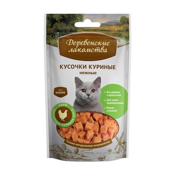 Деревенские лакомства для кошек Кусочки куриные нежные