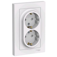 Розетка двойная с/з SCHNEIDER ELECTRIC ATLASDESIGN ATN000126 белый