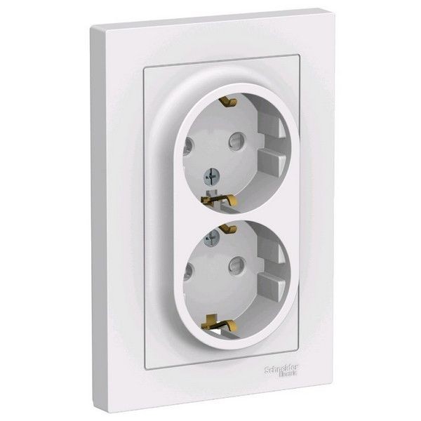 Розетка двойная с/з SCHNEIDER ELECTRIC ATLASDESIGN ATN000126 белый