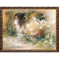 Картина на холсте Русская Коллекция Дама с голубями ХВ-х28, 68х88 см
