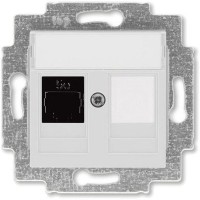 Розетка компьютерная встраиваемая ABB Levit RJ45, cat 5е, цвет серый/белый