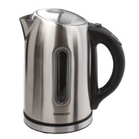 Электрический чайник SONNEN KT-1740, 1,7 л, 2200 Вт, закрытый нагревательный элемент, терморегулятор, нержавеющая сталь, 453421