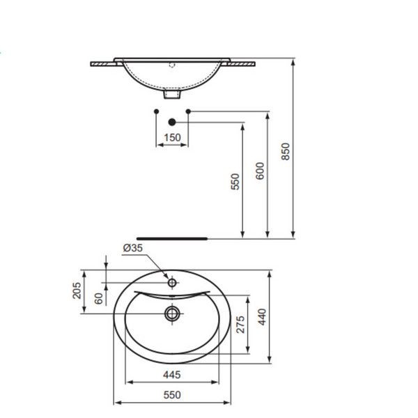 Раковина врезная Vidima SIRIUS Умывальник встраиваемый W502361 SIRIUS W502361