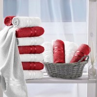 Полотенце для рук Harmonika Цвет: Белоснежный, Красный (30х50 см - 12 шт) br33665
