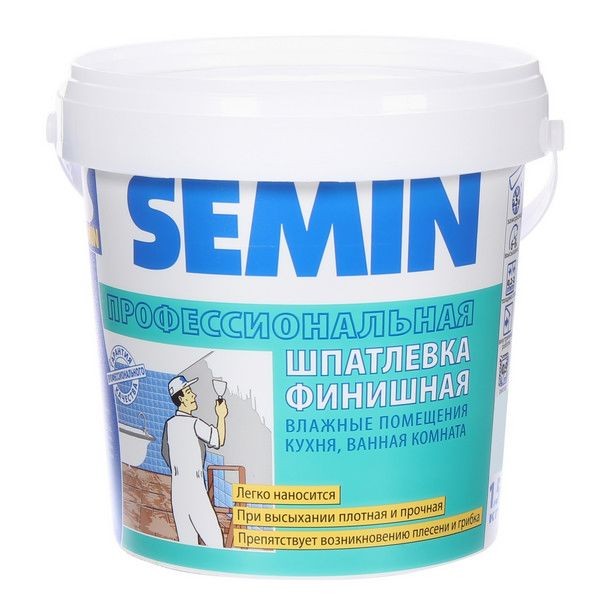 Шпатлевка финишная для влажных помещений Semin 1.5 кг