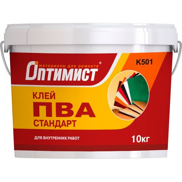Клей ПВА Оптимист K501 для внутренних работ 10 кг