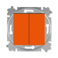 Выключатель встраиваемый ABB Levit 2 клавиши, цвет оранжевый/дымчатый черный