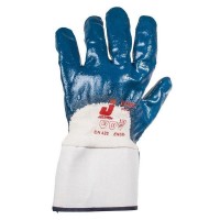Перчатки защитные Jeta Safety, на 3/4 нитриловое покрытие, хлопковая подкладка, крага, синие JN067-XL(1пара)