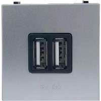 Розетка USB встраиваемая ABB Zenit, цвет серебристый