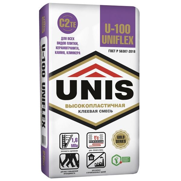 Клей для плитки Unis Uniflex U-100 25 кг