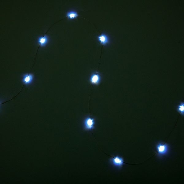 Электрогирлянда наружная «Роса» 5 м 50 LED холодный белый на батарейках