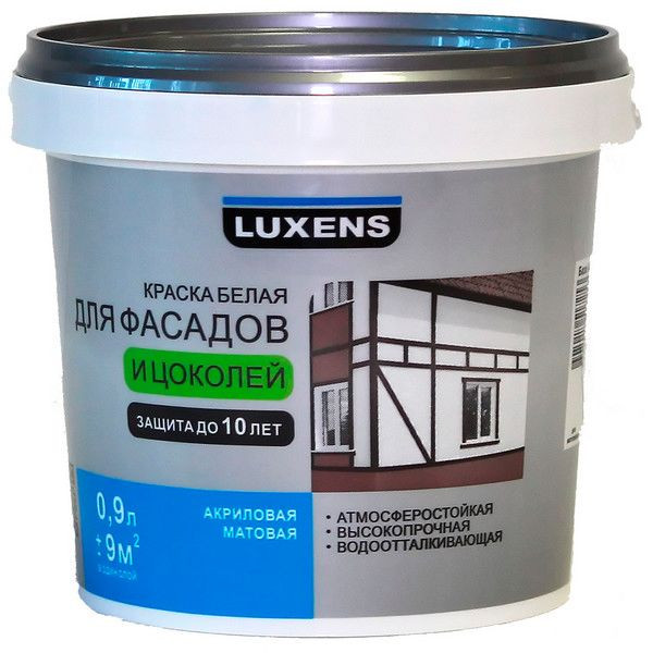 Краска для фасадов и цоколей Luxens база А 0.9 л