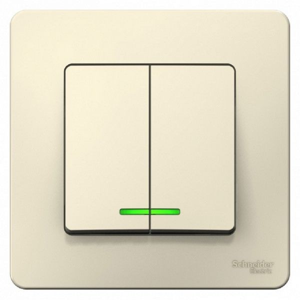 Выключатель встраиваемый Schneider Electric Blanca 2 клавиши, 6А, с подсветкой, цвет молочный