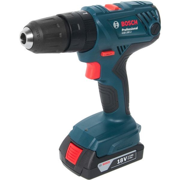 Дрель-шуруповерт аккумуляторная Bosch GSB 180, 18 В Li-ion 2x1.5 Ач