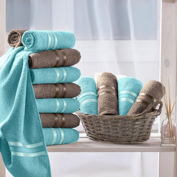 Полотенце для рук Harmonika Цвет: Коричневый, Бирюзовый (30х50 см - 12 шт) br34655